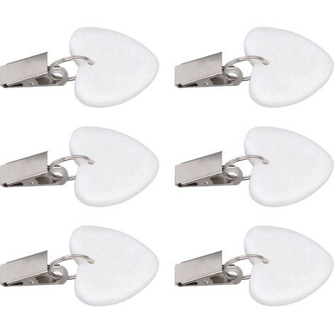 Lot de 6 poids de nappe en acier inoxydable effet marbre, petits, étanches, antirouille et durables, à clipser, en forme de cœur, pour fêtes et pique-niques. (1/5)