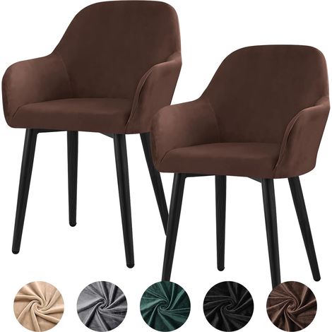 Housse de chaise extensible, velours, amovible et lavable, convient aux restaurants et hôtels, marron foncé, lot de 2