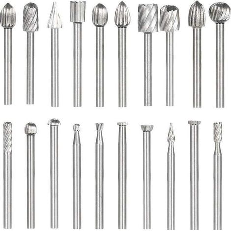 20PCS HSS Coupe Rotative Bavure Fraises Rotatives Fraisage Burr Cutter Outils Bois Pierre Métal Sculpture (1/3)