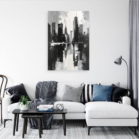 Wandbild Schwarz weiße Stadtgebäude Imitation Farbe 70x100 (1/4)