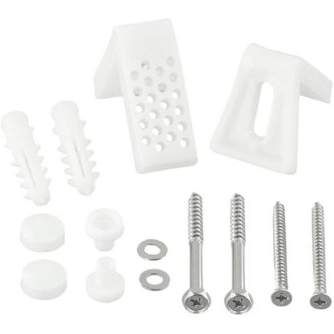 Kit de fixation au sol pour toilettes en forme de L - Pour salle de bain, toilettes, bidet - Supports de fixation pour pieds - Boulons de montage - Vis de salle de bain - Capuchon de réparatio (1/5)