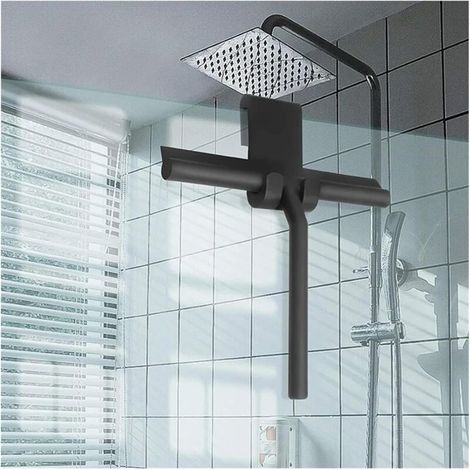 Tergivetro per doccia da 8,666,5 pollici con supporto in silicone, anima in acciaio inossidabile per bagno, vetro, porta della doccia, finestrino dell'auto - Nero (1/3)