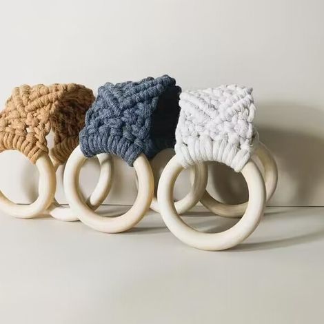 Porte-serviettes suspendu, ensemble de 3 pièces crochetées à la main, anneaux de suspension style bohème pour cuisine et salle de bain. (1/5)