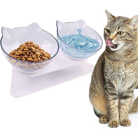 Gamelles doubles pour chats et chiens, gamelles ergonomiques surélevées pour chats (2 pièces) (1/5)