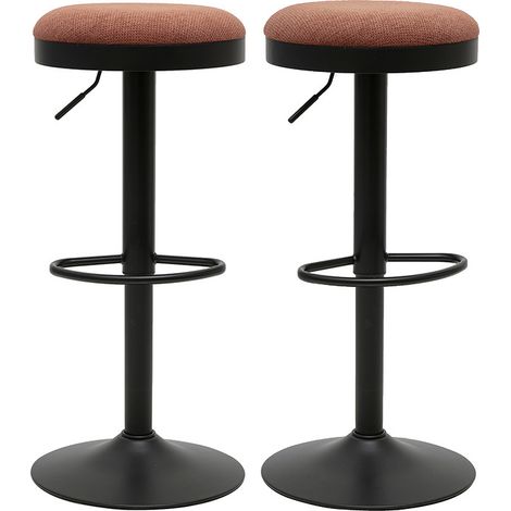 Taburetes de bar ajustables de tejido chenilla color tierra quemada y metal (lote de 2) THOR (1/5)