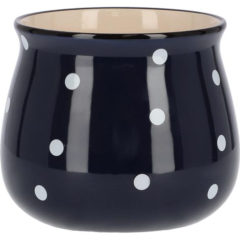 KOTARBAU Pot de fleurs en céramique Ø 125 mm Bleu foncé aux pois blancs (1/5)