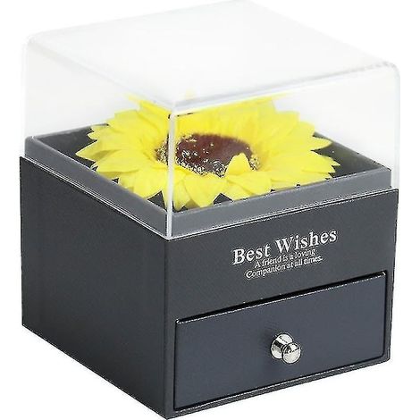 Coffret cadeau tournesol artificiel, fleurs séchées, boîte à bijoux, boîte à savon, cadeau pour fille ou petite amie (1/5)