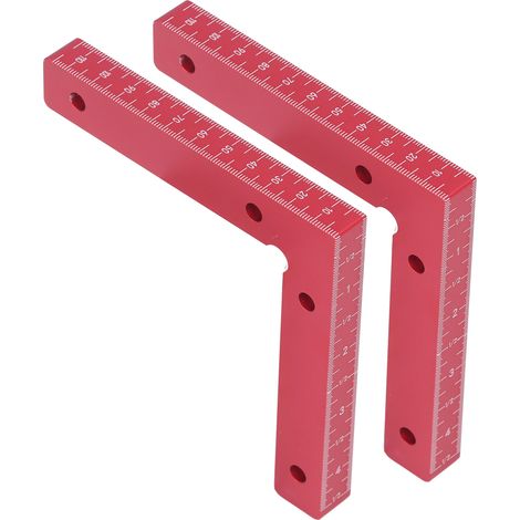 Équerre de menuisier 90° avec bloc de positionnement triangulaire, gabarit d'angle droit, outil de combinaison (lot de 2 pièces rouges modèle B) (1/5)