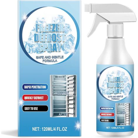 Dégivreur Congélateur - Spray Dégivrage Rapide pour Glace sur Évaporateur, Vitre, Robinetterie - 120 ml (1/5)