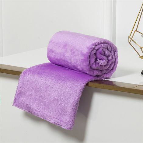 Couverture Jetable - Microfibre Polaire - 100 x 140 cm - Pour Canapé Lit Camping Voyage - Violet (1/2)