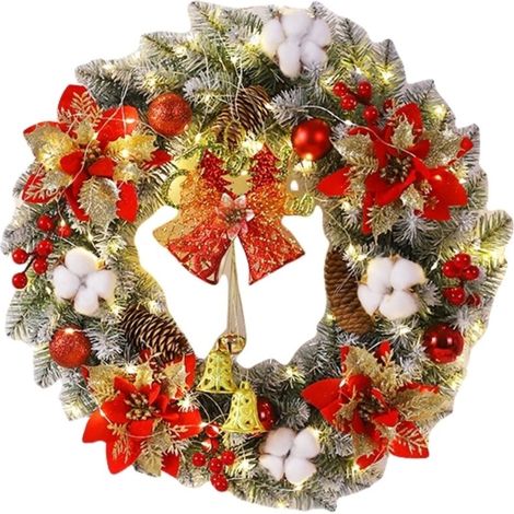 Couronne de Noël, guirlande de fruits rouges, décoration de centre commercial, décoration d'arbre de Noël, faite à la main (1/4)