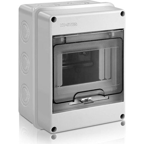 Boîtier d'armoire étanche TuseRxln - Distribution électrique IP65 - Montage en surface à 5 modules avec bornes de connexion - 1 pièce - Jardin/Protection solaire (1/5)