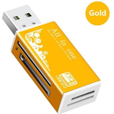 Lecteur de carte USB 2.0 vers SD Micro SD TF adaptateur de carte mémoire pour ordinateur portable accessoires - Gold[F71422]