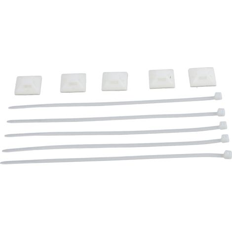 Lot de 200 attaches autobloquantes en nylon résistant aux hautes températures, avec supports pour clôture à câbles, 25 x 25 mm, blanc