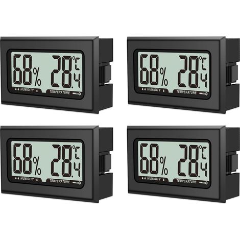 Set mit 4 digitalen Thermometern und Hygrometern mit LCD-Bildschirm für den Innenbereich, Büro, Wohnzimmer und Weinkeller (Batterien enthalten) (1/5)