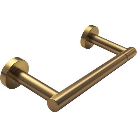 Brushed brass toilet paper holder, swivel wall-mounted bathroom bracket with pattern, SUS304 double-pole roll holder, modern matte gold finish (1/4)