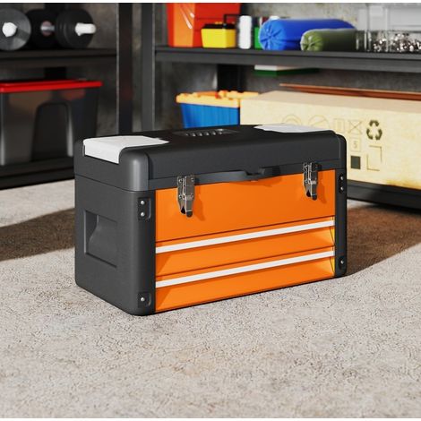 Cassetta attrezzi in acciaio con cassetti 49,7 x 25,3 x 28,9 cm arancione OKWISH (1/5)
