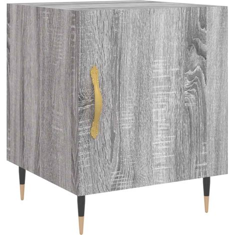 Maison Exclusive - Mesita de noche madera de ingeniería gris Sono (1/5)