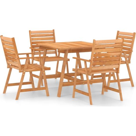 Set da pranzo da giardino 5 pezzi in legno massello di acacia 020014589