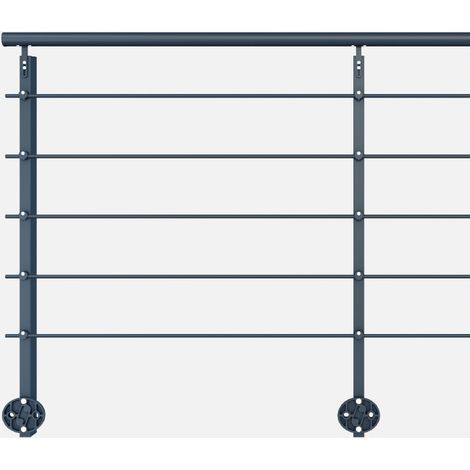 Kordo – Kit garde-corps latéral 2m en aluminium 7016 – Fixation sur surfaces planes – Poteaux rectangulaires pour sécurité renforcée