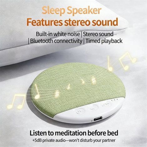 Lot de 2 Mini-Enceintes Bluetooth 5.4 à Placer Sous L'Oreiller pour Dormir, avec Minuterie, Bruit Blanc et Son Stéréo HiFi B (1/5)