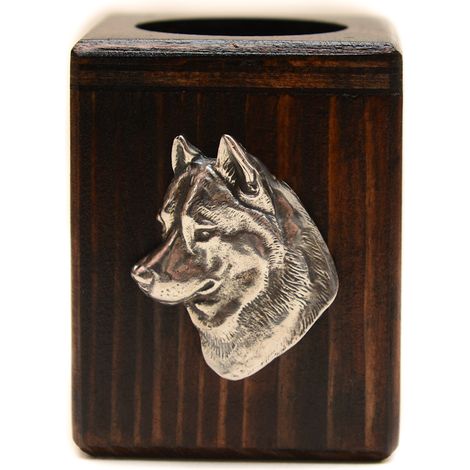 Sibirischer Husky – Holzkerzenständer mit Hundemotiv, ein einzigartiges Andenken nach dem Verlust eines Hundes, handgefertigt von Art-Dog (1/5)
