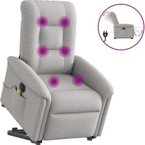 Chaise longue électrique à massage intégré – Fauteuil relax gris anthracite en tissu doux, réglage inclinable 120°, fonction chauffage dorsale et contrôle tactile (1/5)