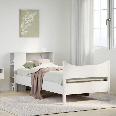 Massivholzbett ohne Matratze Weiß 75x190 cm Kiefernholz (1/5)