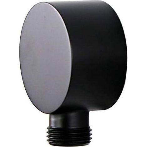 Coude d'alimentation Murale, Accessoires de Connecteur de Tuyau de Douche à Mural Rond en Laiton G1 / 2 Pouces Sortie D' pour Douche-Noir (1/5)