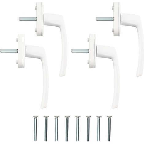 Lot de 4 poignées pour fenêtres pratiques en aluminium avec serrure de sécurité et de protection pour enfants, convient pour fenêtres et portes, distance entre les trous de 43 mm (1/5)