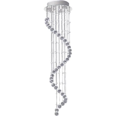 HOMCOM Modern Crystal Droplet Ceiling Light Stainless Steel Bedroom Hallway (1/5)