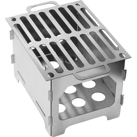 Poêle à bois portable et pliante en acier inoxydable, multifonction pour camping et réchauffage (1/4)