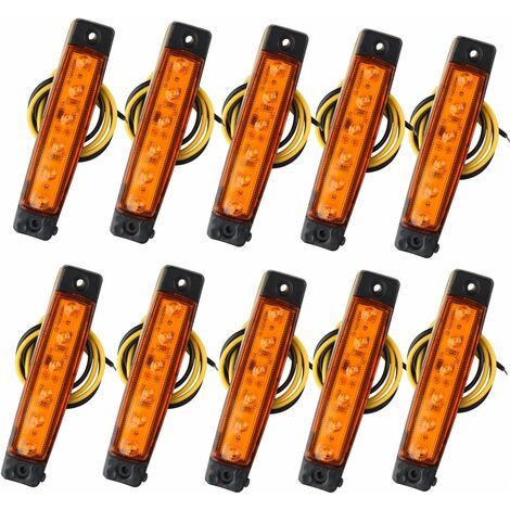 10pcs 12V feux de position latéraux 6SMD LED Lampe avant feux de position arrière pour remorque camion caravane camper van camion bus bateau tracteur moteur ambre orange (1/5)