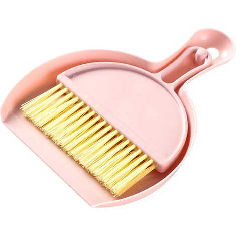 Mini Balayette et Ramasse-Poussière Compact Multifonction pour Nettoyage Bureau, Clavier, Livres, Sofa - Ensemble Brossette Mini en Plastique Rose (1/5)