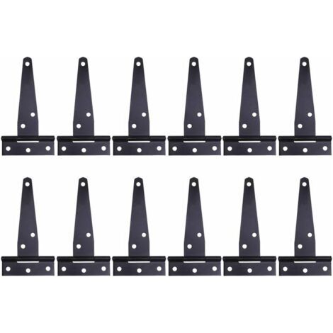 ALLIANDIS12 cerniere a T laccate nere da 4 pollici, cerniere a T per impieghi gravosi, cerniere per porte in legno, cerniere per porte in ferro e metallo antiruggine con viti per porte da fienile, 100 (1/4)