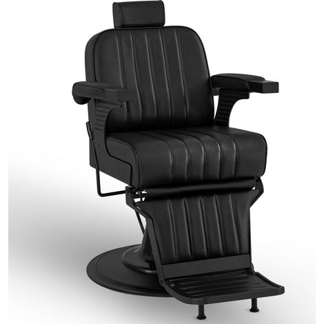 BarberPub Friseurstuhl mit Kopfstütze Kippbar, Friseureinrichtung mit Hydraulikpumpe 360° Drehbar, Bedienungsstuhl Höhenverstellbar, Barber Stuhl Friseurstühle Kunstleder, 3884 (Schwarz) (1/5)