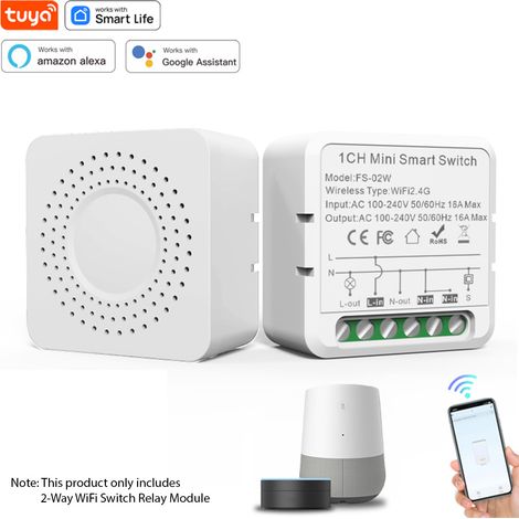 Ortviai Interrupteur WiFi 2 voies 16 A pour éclairage intelligent – Compatible Tuya, commande vocale, mémoire coupure courant (1/5)