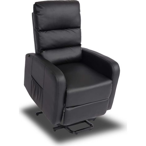 Fauteuil relax électrique fonction relevage 3 positions inclinable similicuir noir 040010416