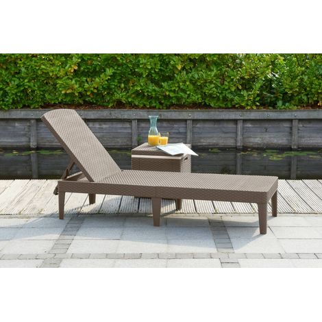 Dmora - Tumbona Marsicana, Tumbona de jardín, Cama plegable al aire libre, Silla reclinable, 188x58 h29 cm, Tórtola (1/4)