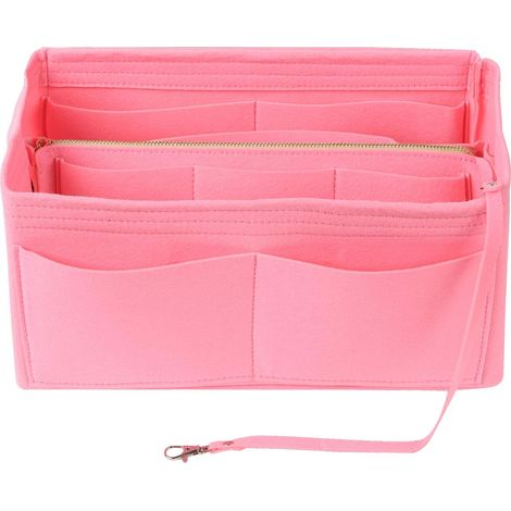 Trousse à cosmétiques de voyage pour femmes de grande capacité et de couleur unie à plusieurs compartiments (rose)