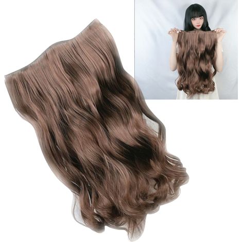 Extensions Ondulées Longues Naturelles Clip-in Respirantes, Brun Clair pour Cheveux (1/5)