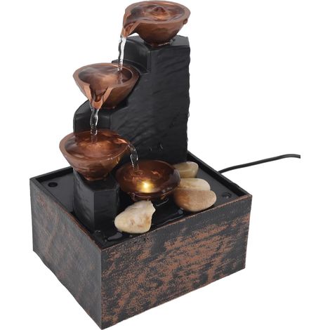 Mini Fontaine à Eau USB, Son Apaisant, Lumière LED de Relaxation, Décor de Table d'intérieur pour Salon ou Bureau, 6,8 X 4,4 X 3,6 Pouces, Décoration Quotidienne (1/5)