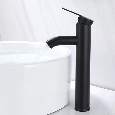 Robinet Lave-Mains Noir Mat - Mitigeur Eau Chaude/Eau Froide pour Salle de Bain