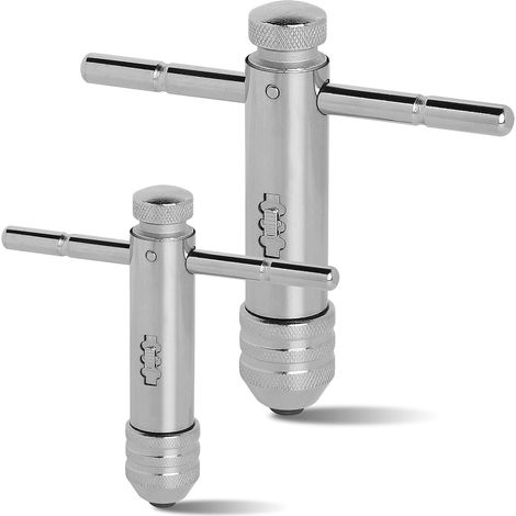 Lot de 2 tarauds à cliquet avec poignée en T, réglable, pour taraud, taraud à cliquet, clé de support M3-M8/M5-M12 (1/5)