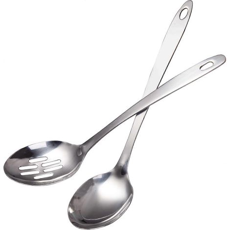 Cuillère à égoutter, cuillère de service, cuillère perforée en acier inoxydable, 32,5 cm (12,8 pouces), lot de 2 (1/4)