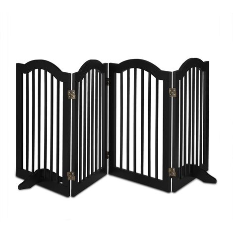 Relaxdays Absperrgitter, freistehendes Schutzgitter, H x B: 70 x 205,5 cm, 2 Füße, Hunde, Katzengitter klappbar, schwarz