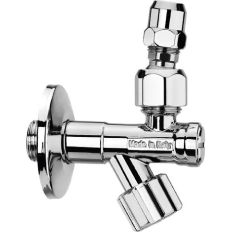 RUBINETTO SOTTOLAVABO A VITONE IN OTTONE CROMATO CON FILTRO E SNODO 1/2 X 3/8 VA ALBERTONI