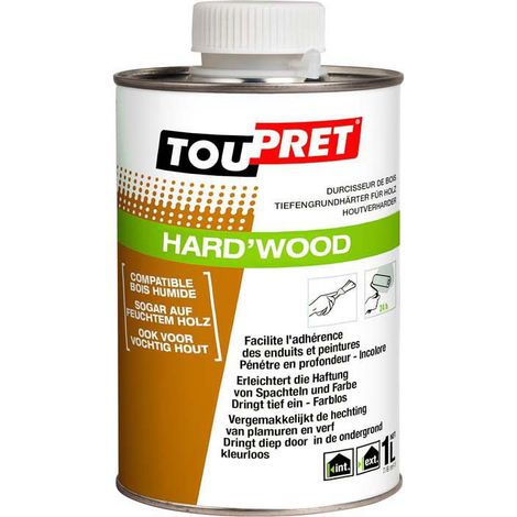 Toupret – Durcisseur bois incolore Hard'Wood 1L – Renforce l’adhérence des peintures – Pénètre en profondeur – Compatible bois humides (1/2)