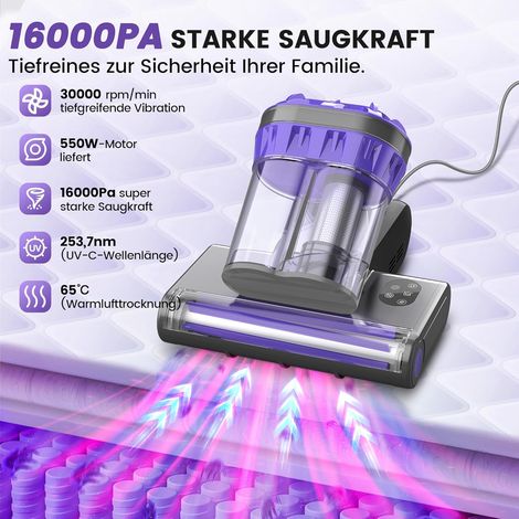Aspirateur anti-acariens M1 Purple Dzaki à lumière UV et air chaud pour matelas (1/5)