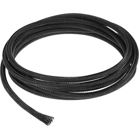 10 Ft - 1/4 inch Gaine Fendue, Gaine Tressée pour Câbles, Gaine De Gestion De Câbles en Pet, Protecteur De Câble pour Appareils De Bureau Et Domestiques, Noir (1/5)